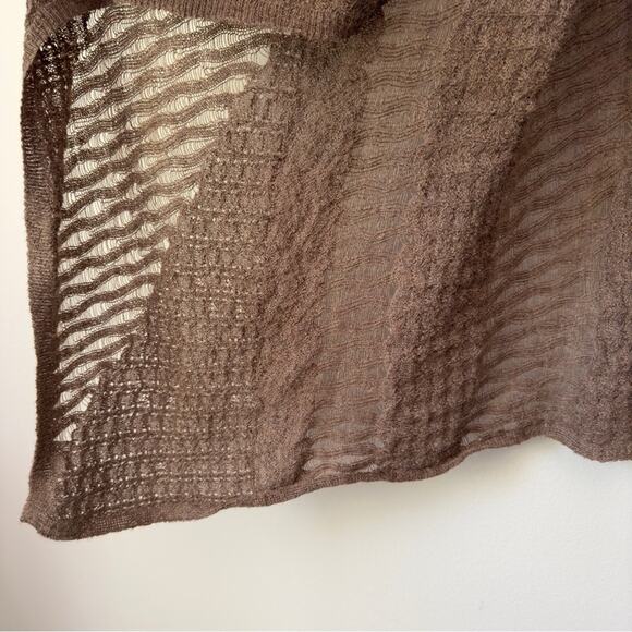 Eileen Fisher 100% Baby Alpaca Cardigan Sleeveless High Low Hem Soft Long Brown - Picture 6 of 11